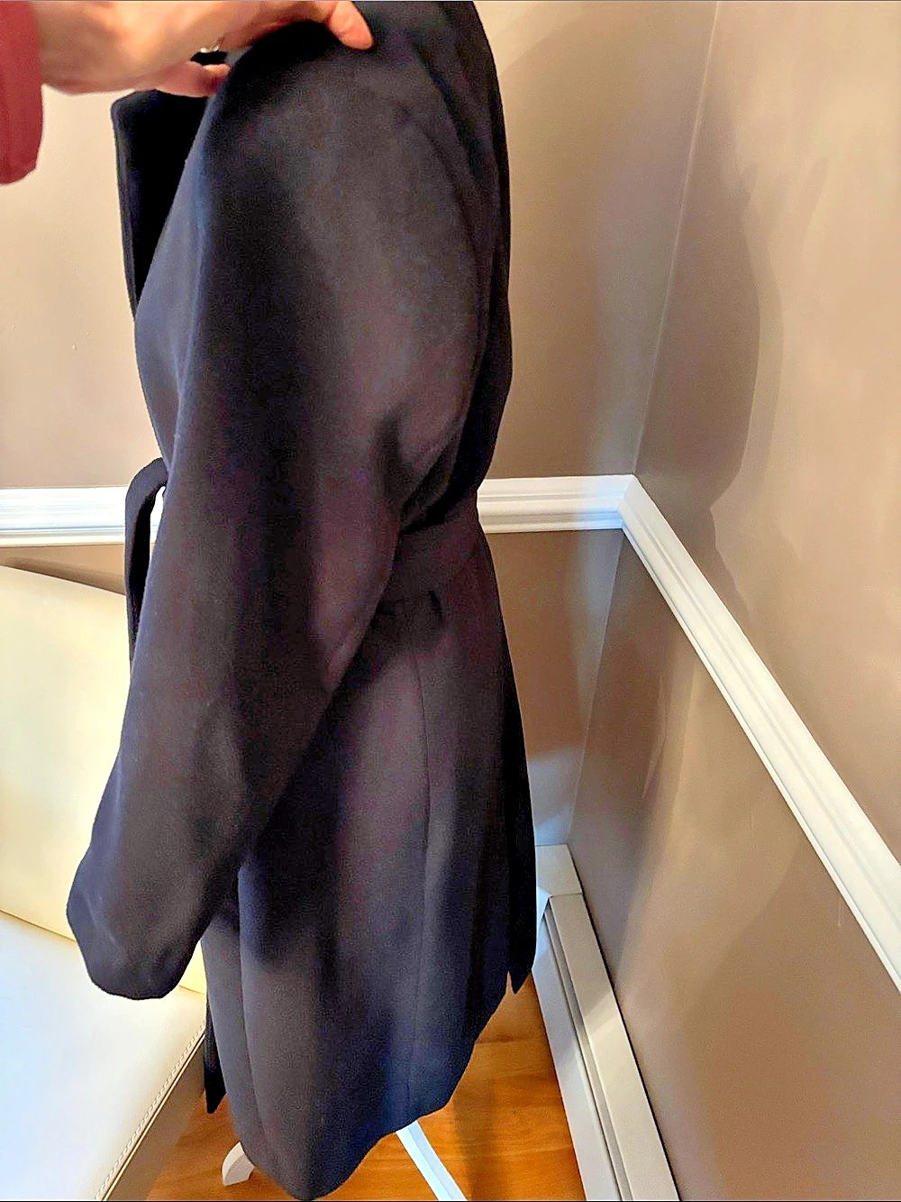 H&M Wrap Trench Coat in Black Size S. Chest is 18 inches across. Length 37in - Picture 3 of 10